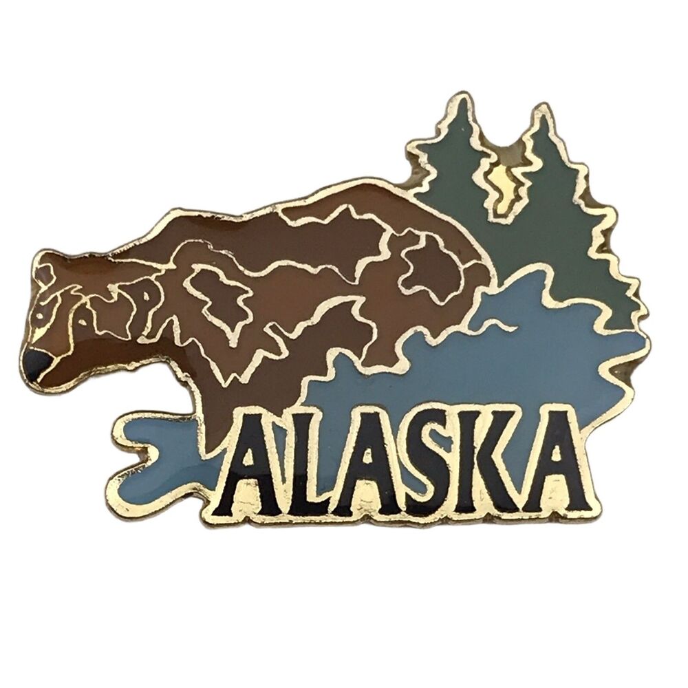 Alaska Kodiak Brown Bear Metal Pin Brooch